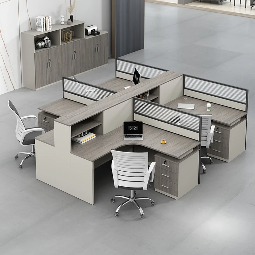 Minimalist Desk with Screen Dividers