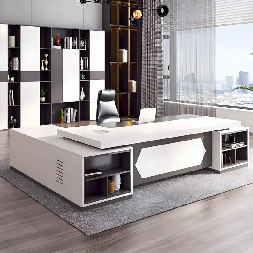 Minimalist Black and White Executive Desk - Maoters