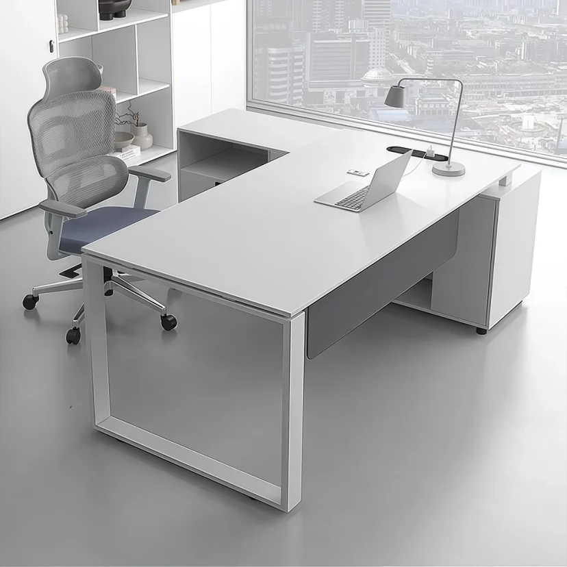 White Minimalist Executive Desk - Maoters