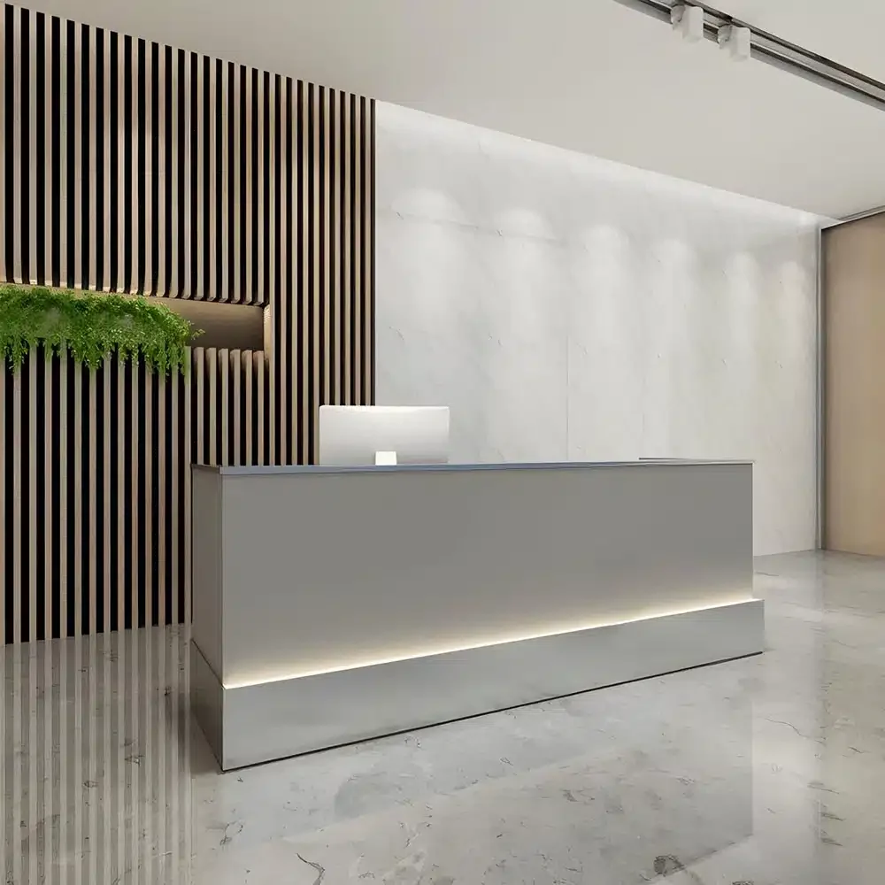 Modern Linear LED Office Reception Desk - Maoters
