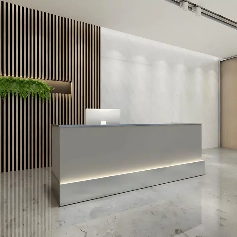 Modern Linear LED Office Reception Desk - Maoters