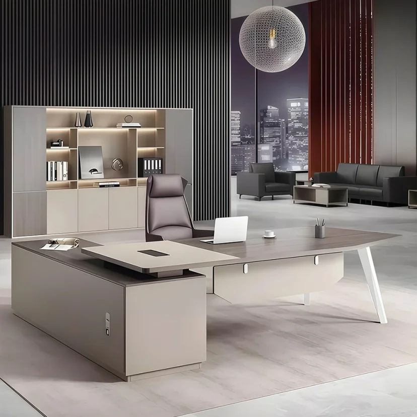 Modern Executive Desk With Side Cabinet - Maoters
