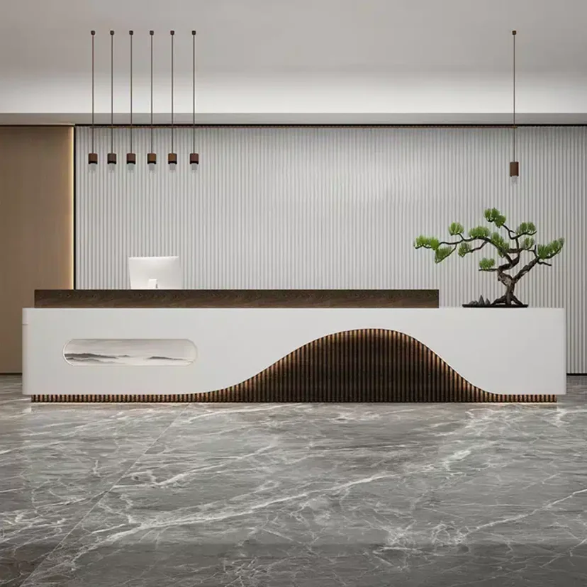 Curved Wave Office Reception Desk - Maoters