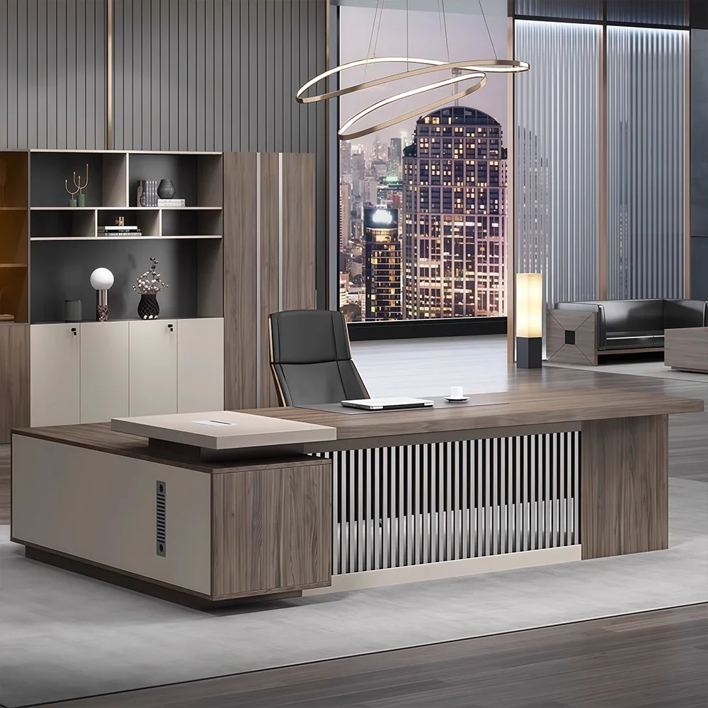 Luxury Office Wood Textured Executive Desk - Maoters