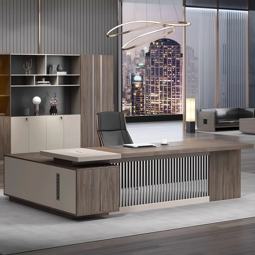 Luxury Office Wood Textured Executive Desk - Maoters