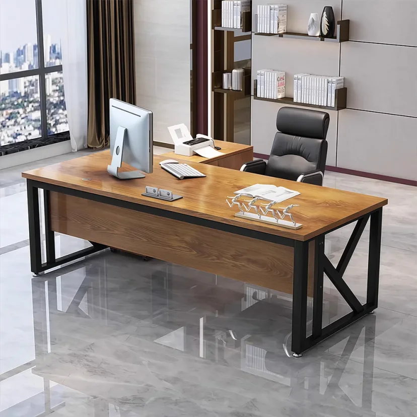 Minimalist industrial style wood office desk - Maoters