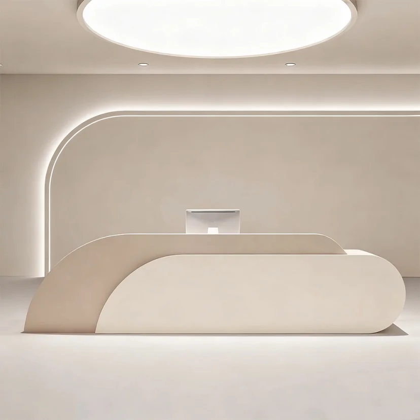 Stylish Curved Cashier Counter For Beauty Salons