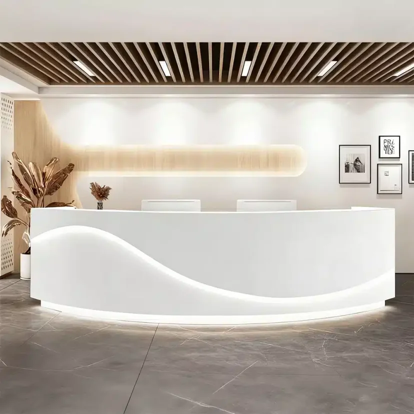Curved Dental Reception Desk – Lacquer Clinic & Office Counter