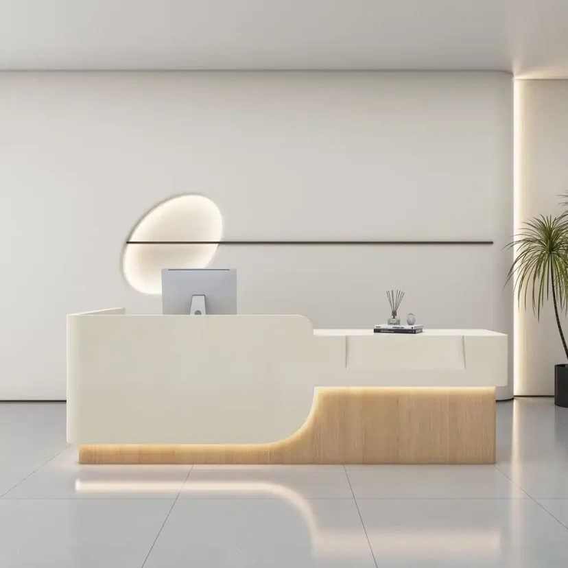 Soft Curve Two Tone Office Front Desk - Maoters