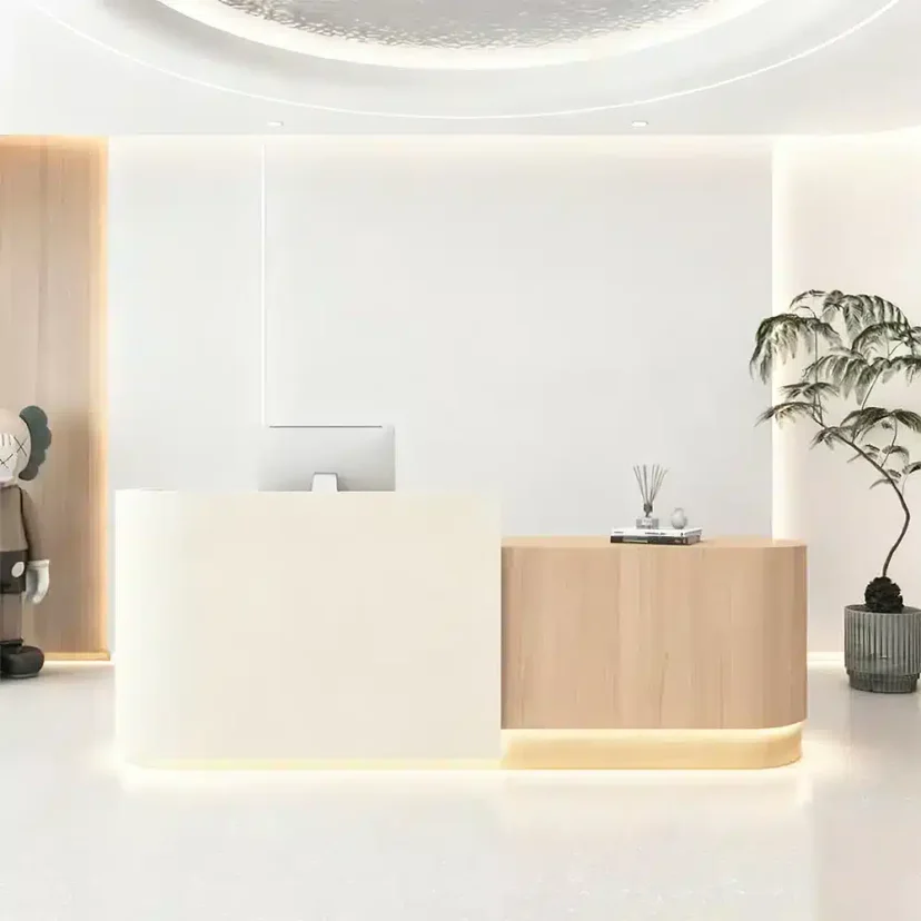 Soft Rounded Dual Tone Lobby Front Desk - Maoters