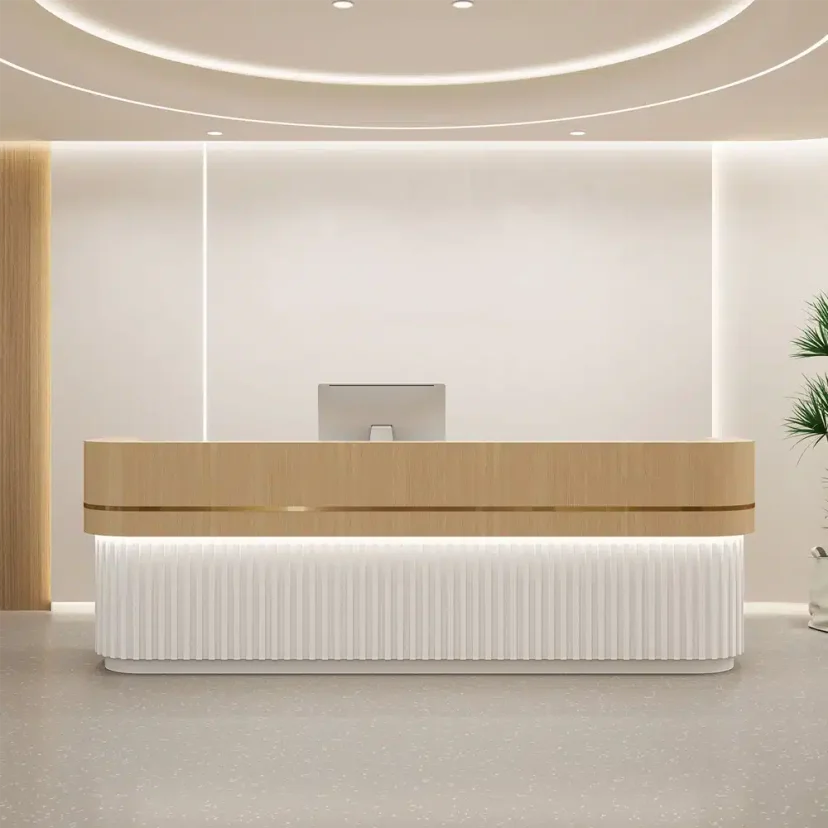 Office Reception Desk with Recessed Desktop - Maoters