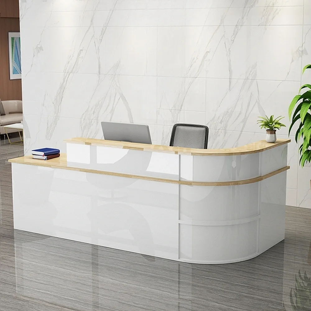 Modern Curved Corner Business Front Desk - Maoters