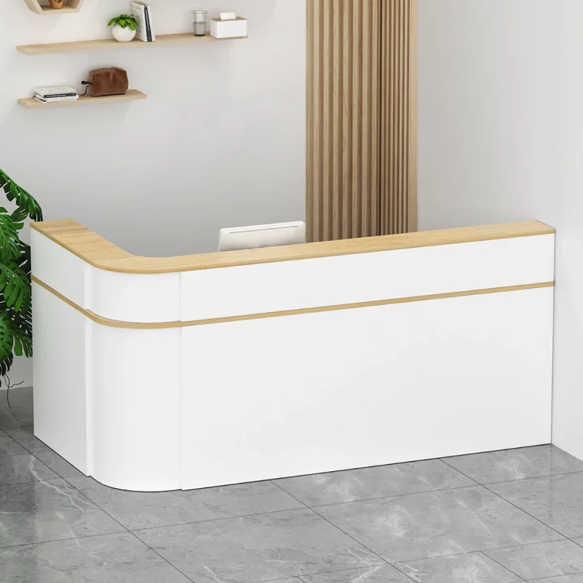 Single Curved L-Shaped Reception Desk - Maoters