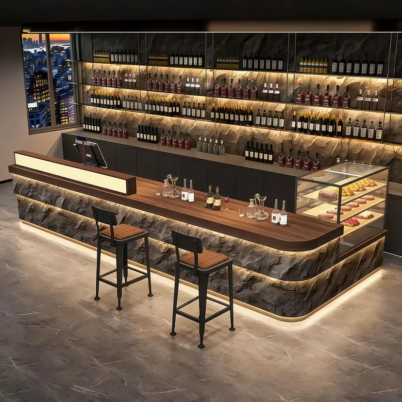 L-Shaped Reception Desk for Wine Bars - Maoters