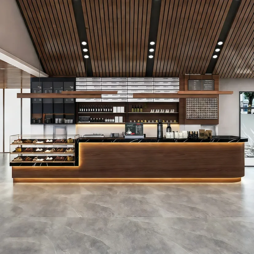 Modern Café Wood Reception Desk - Maoters