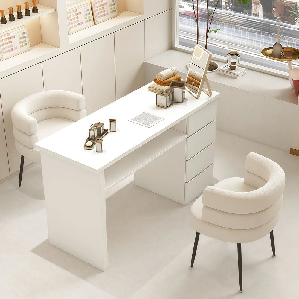 Marble Manicure Table with Extractor – White Trend