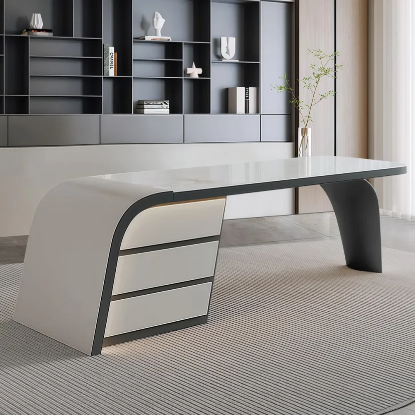 Minimal Workspace Glossy Executive Desk - Maoters