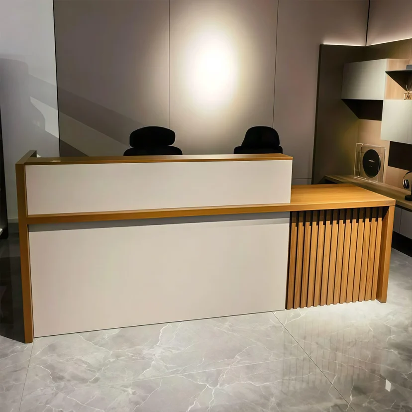 Modern Lobby Slat Front Counter - Maoters
