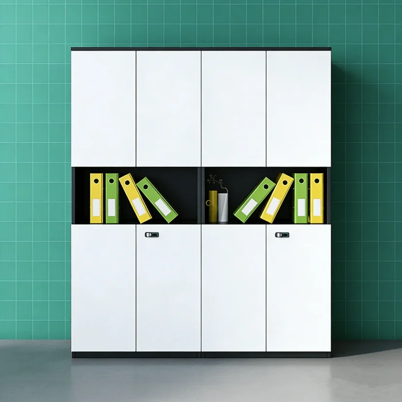 Modern Two-Tone Locked Storage Cabinet - Maoters