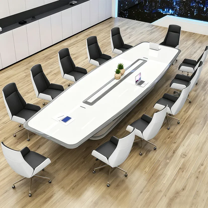White Painted Long Conference Table – Perfect for Executive Meeting Rooms