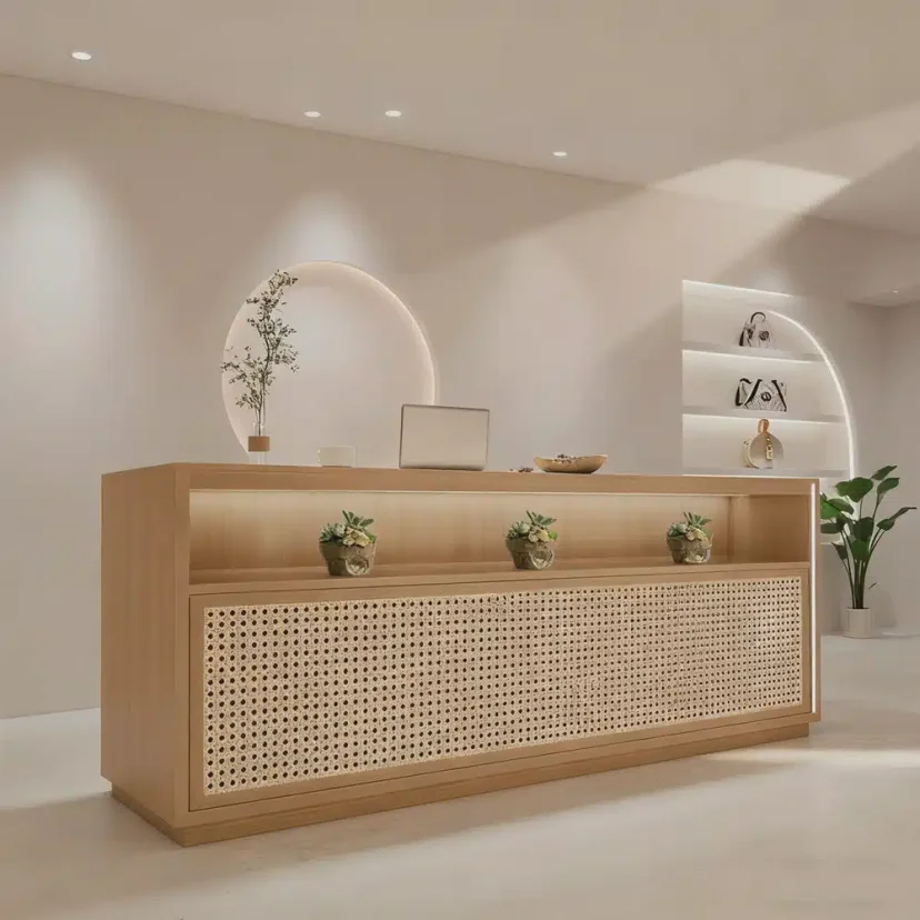 Simple Rattan Reception Desk - Maoters