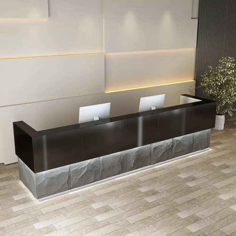 Two Person Stone Base Reception Desk - Maoters