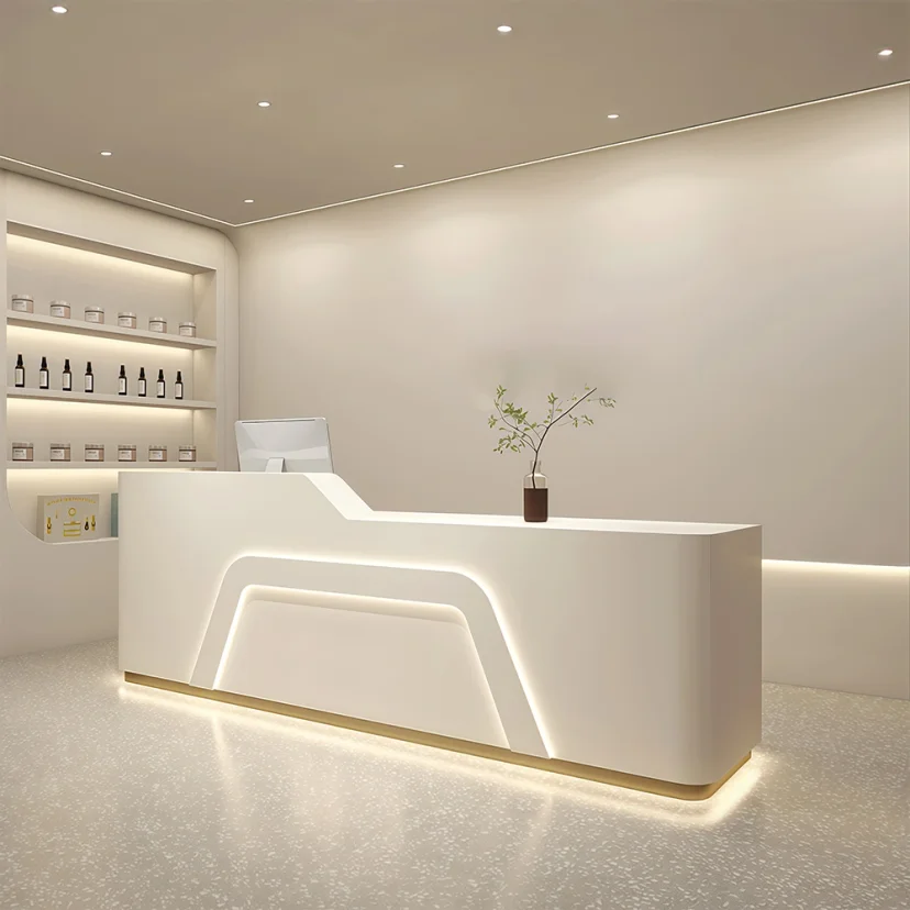 Beauty Salon Milky white Reception Counter Desk - Maoters