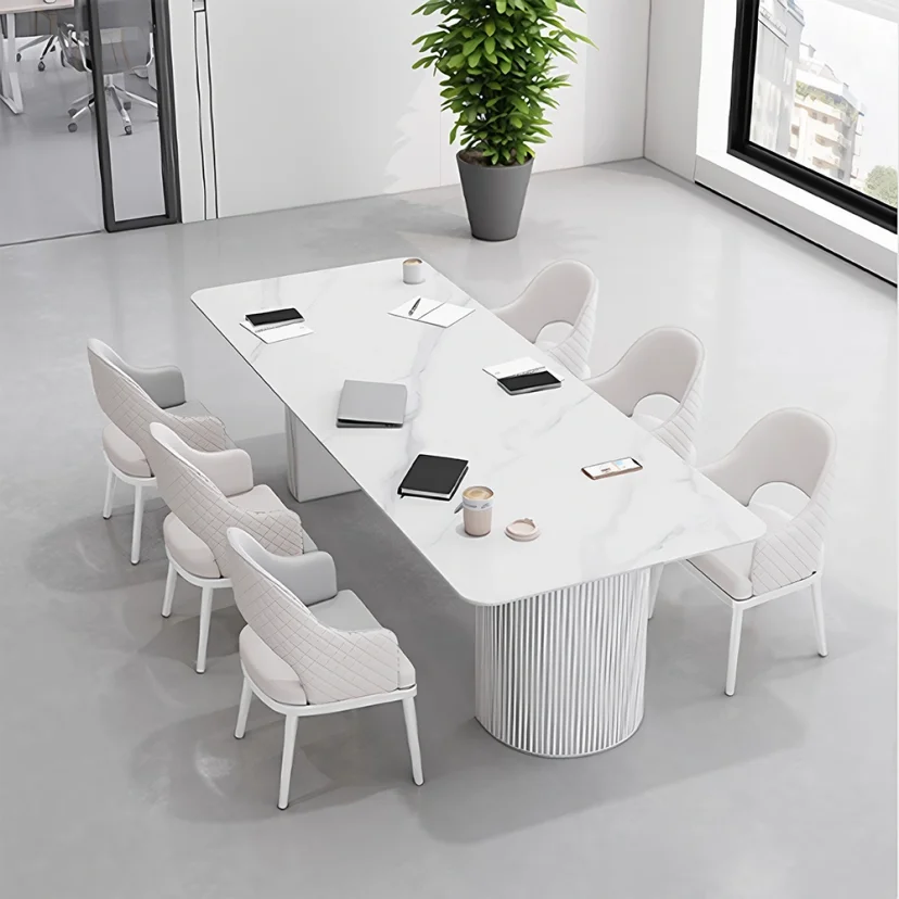 White Marble Boardroom Conference Table - Maoters