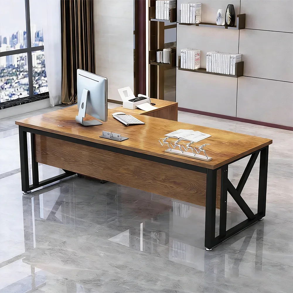 Minimalist industrial style wood office desk - Maoters