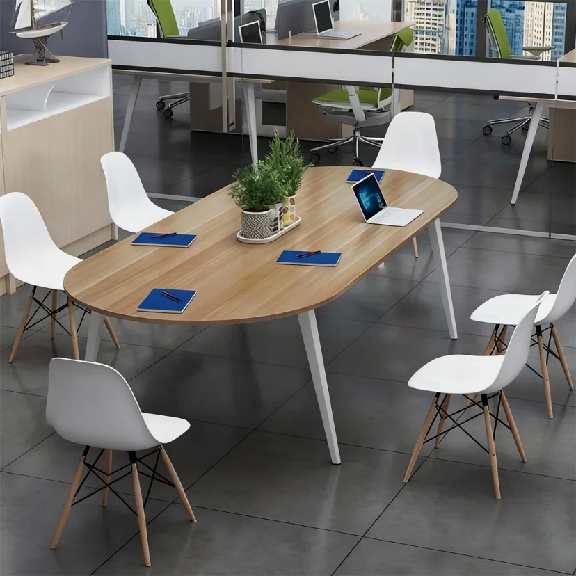 Modern Rounded Rectangular Wood Conference Table - Maoters