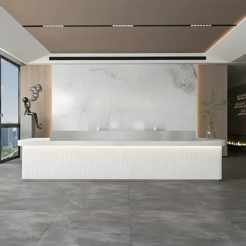 Modern Ribbed Panel Reception Desk - Maoters