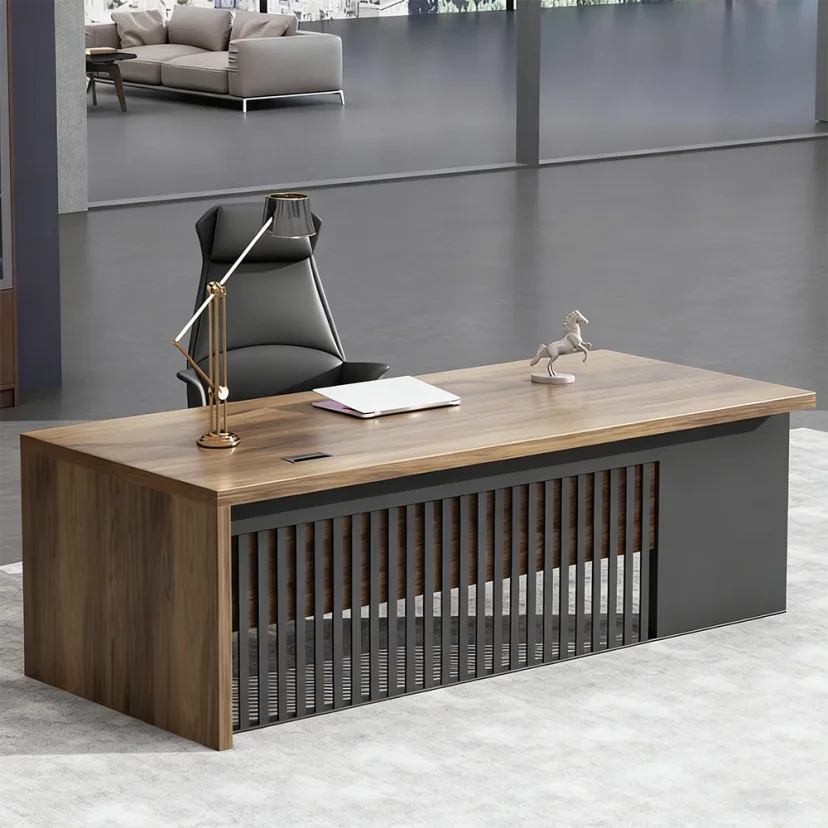 Industrial-Style Wood Executive Desk - Maoters