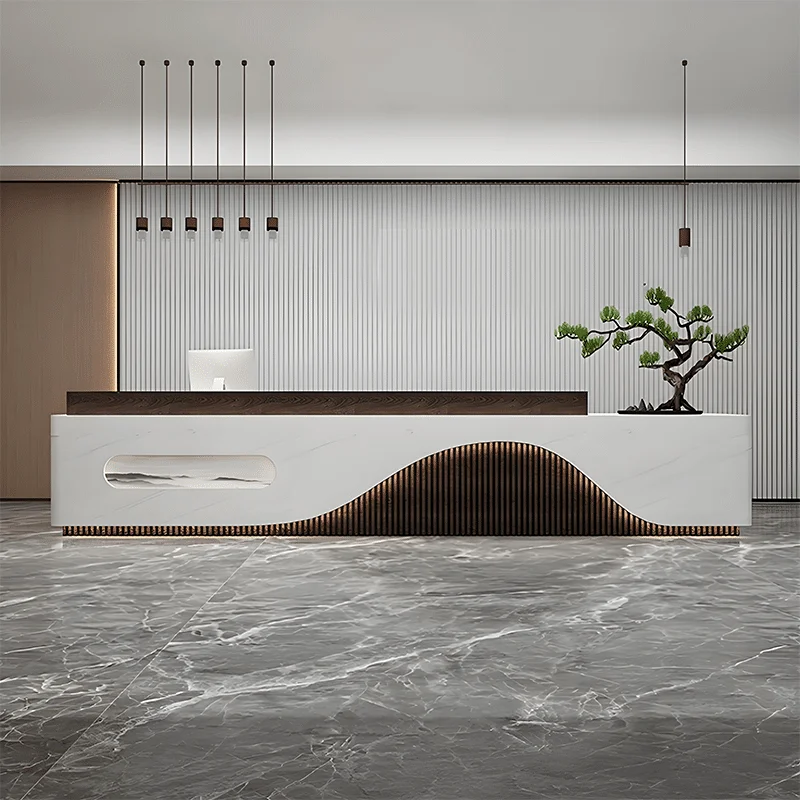 Curved Wave Office Reception Desk - Maoters