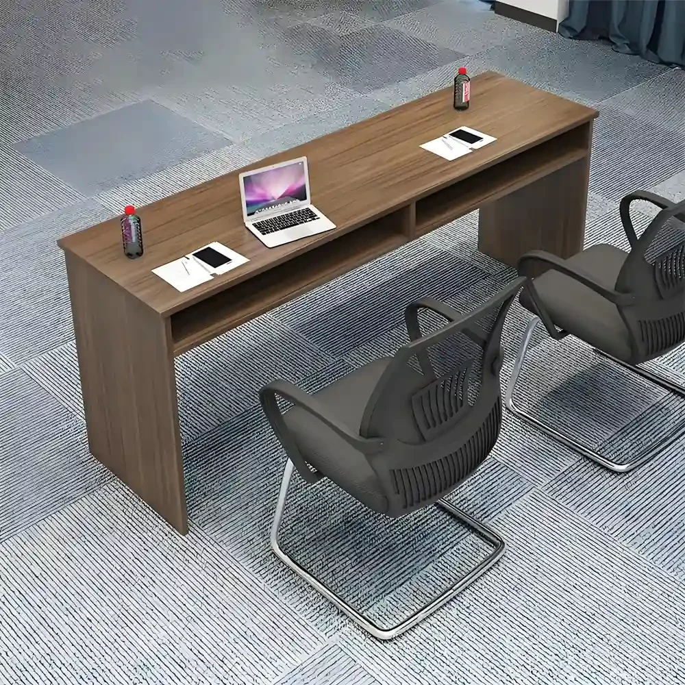Modern Wood Office Desk with Open Shelf - Maoters