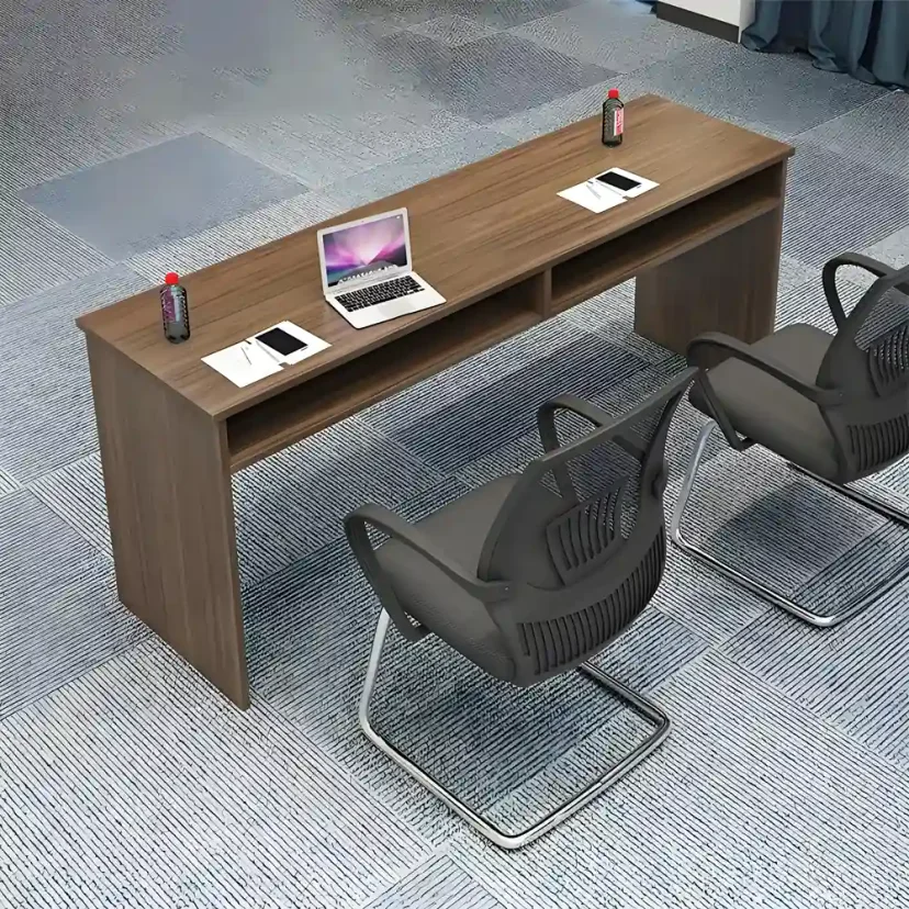 Modern Wood Office Desk with Open Shelf - Maoters