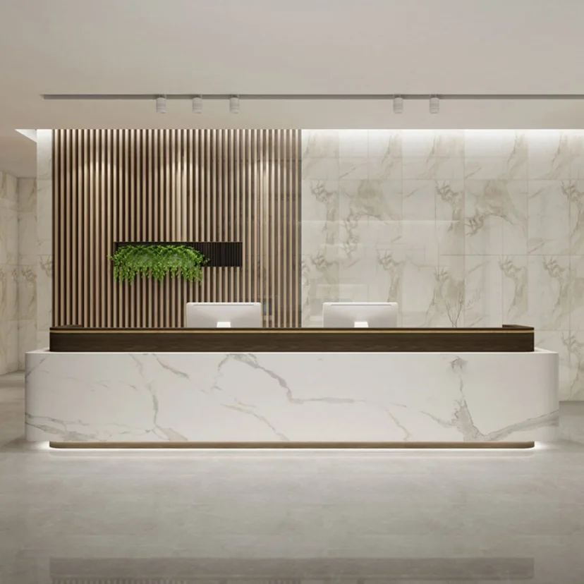 Modern Office Lobby Curved Reception Desk - Maoters