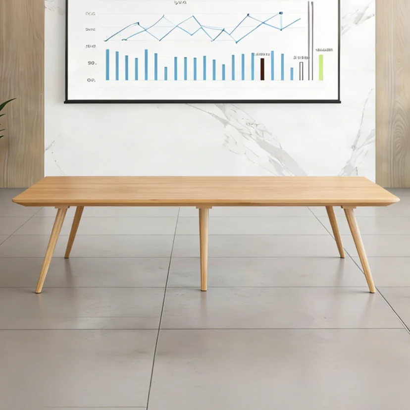 Modern Office Meeting Room Sleek Wood Conference Table - Maoters