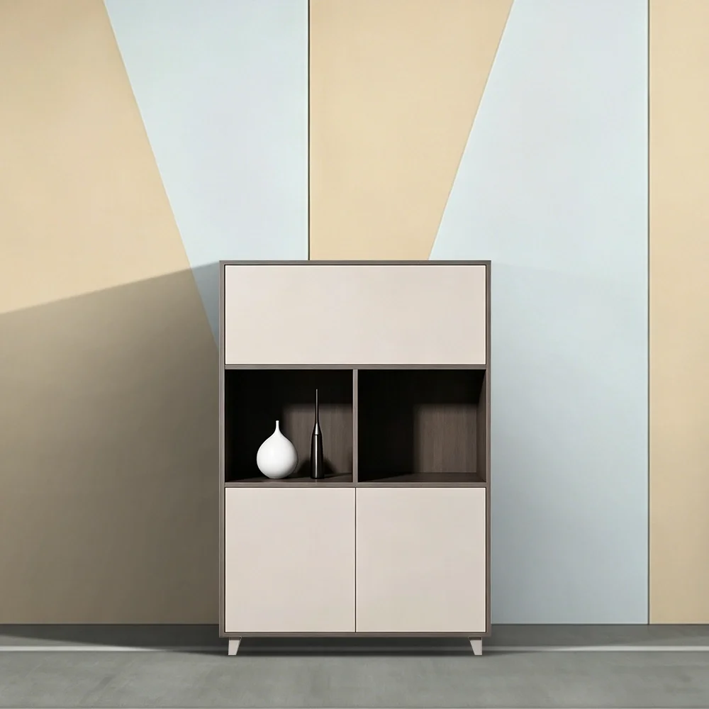 Modern Office Storage Cabinet with Open Shelves - Maoters