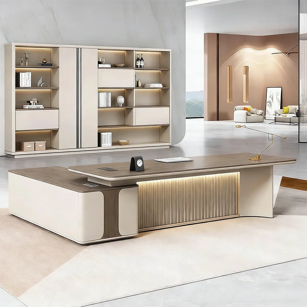 Modern Office Wood Grain Executive Desk - Maoters