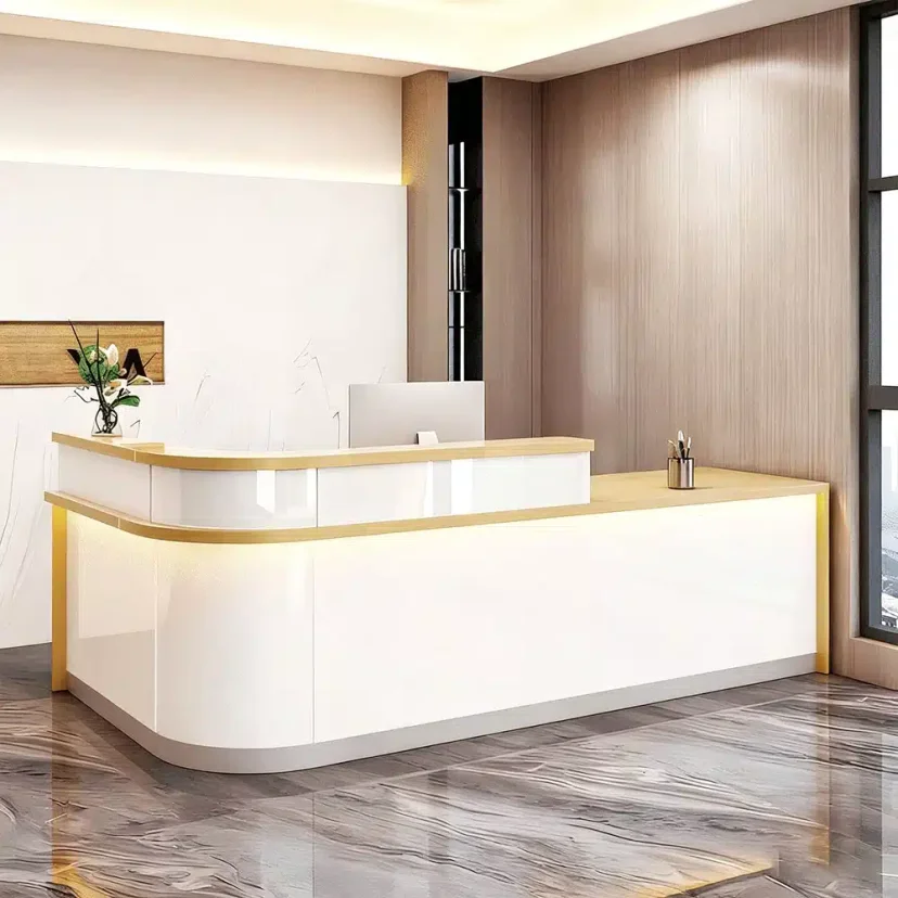 Sleek Curved Corner Reception Desk - Maoters