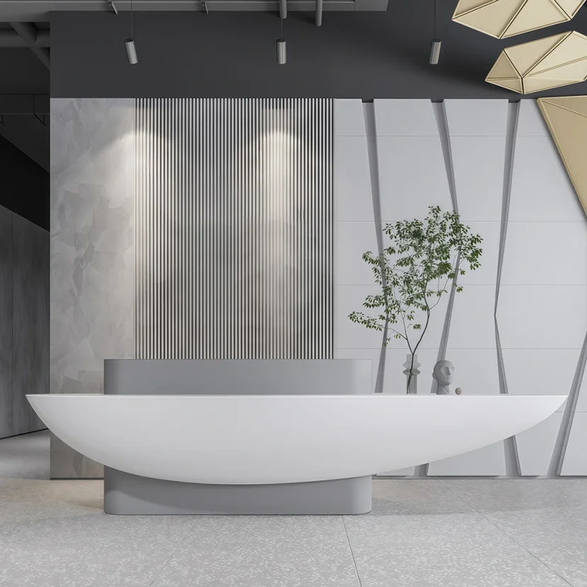 Lobby Curved White Reception Desk - Maoters