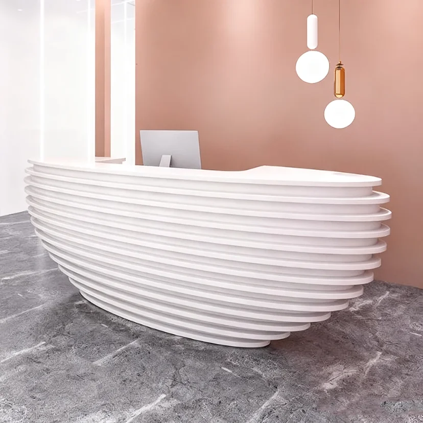 Modern Layered Curved Reception Desk - Maoters