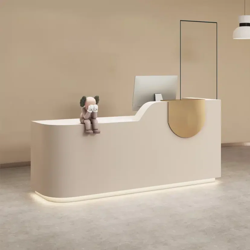 Modern Soft Curve LED Front Desk - Maoters