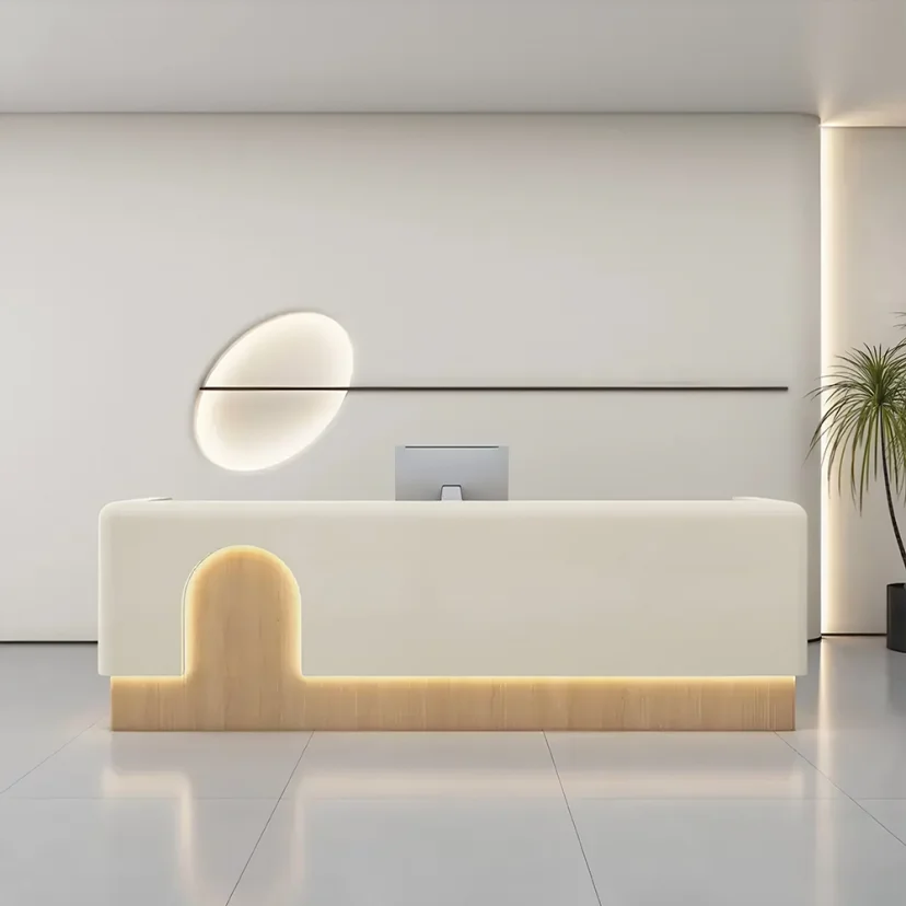 Long Rectangular Two Tone Front Desk - Maoters