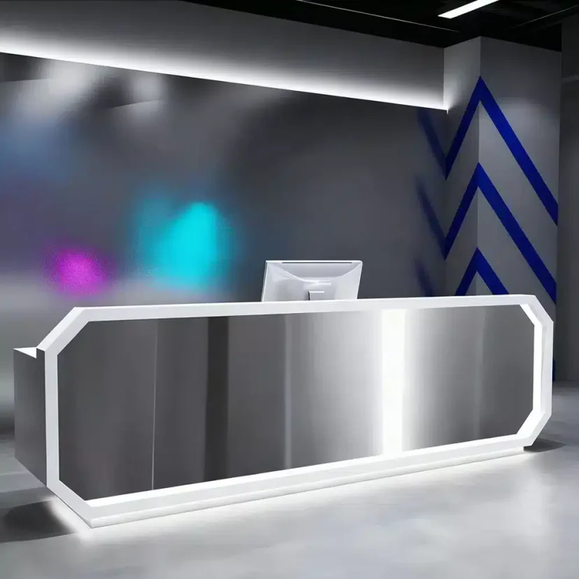 Modern Geometric Metal Reception Desk for Offices - Maoters
