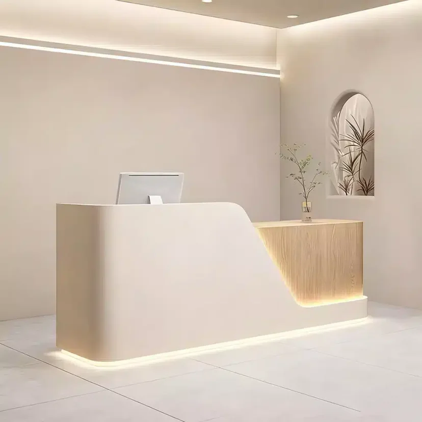 Wood Rounded Front Desk - Maoters