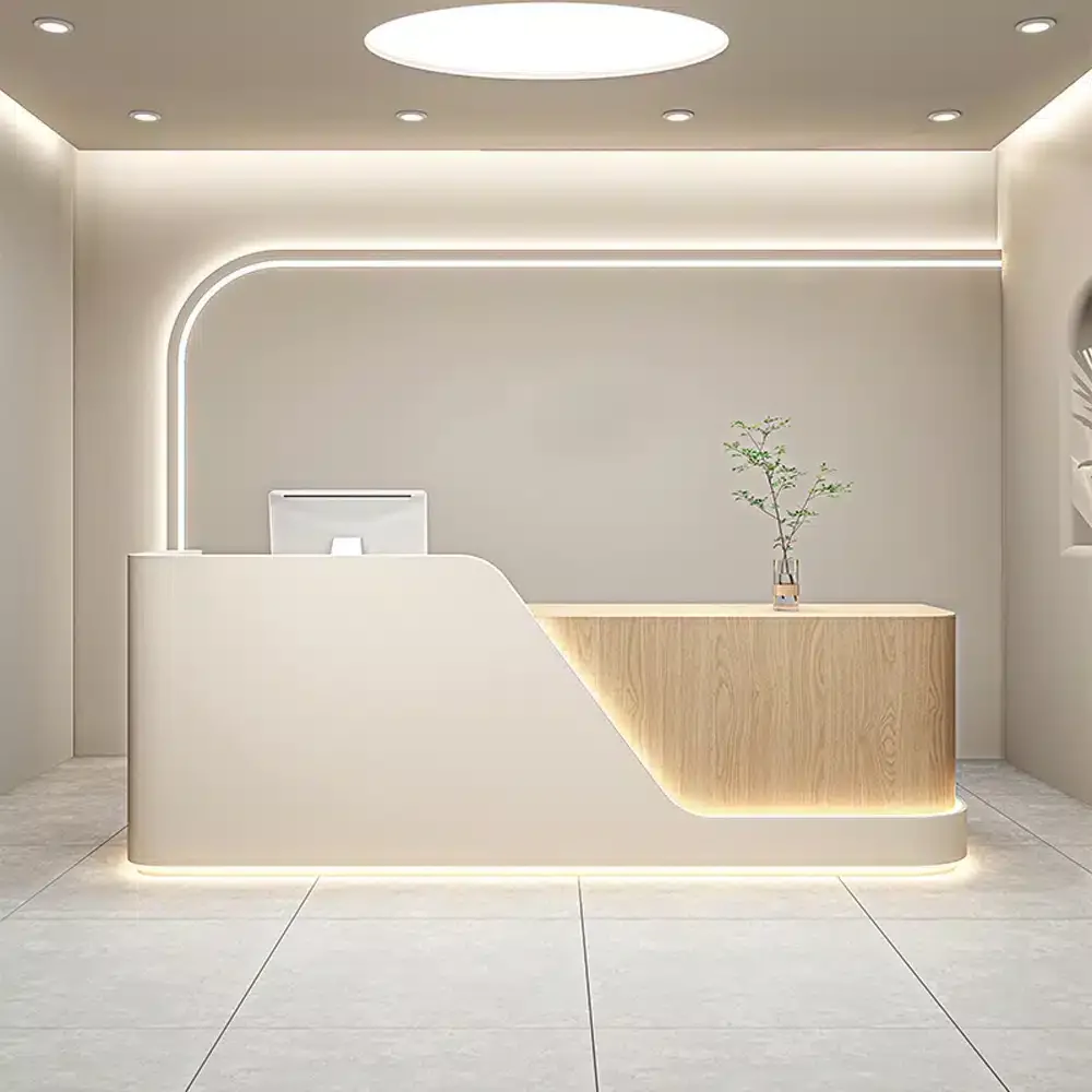 Wood Rounded Front Desk - Maoters