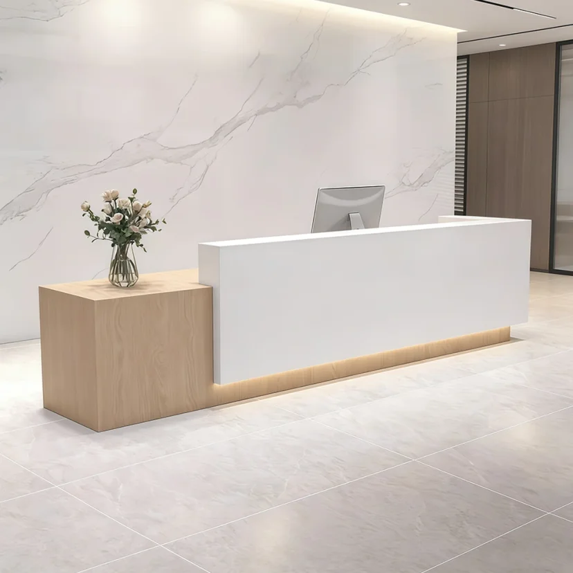 Simple Geometric Reception Desk for Workplace - Maoters