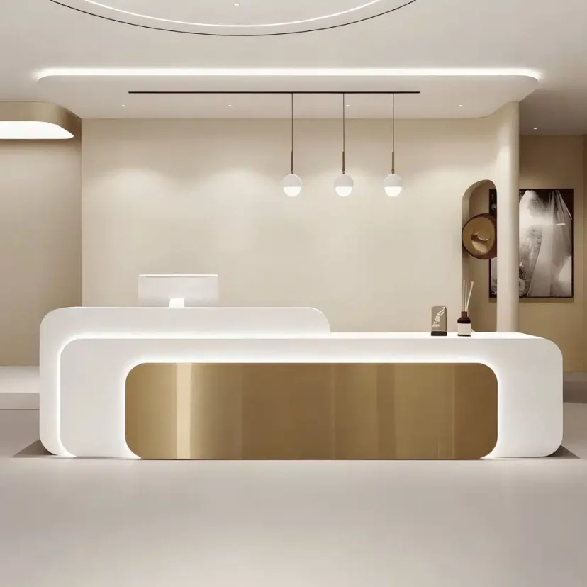 Lobby Luxury Metallic Reception Desk - Maoters