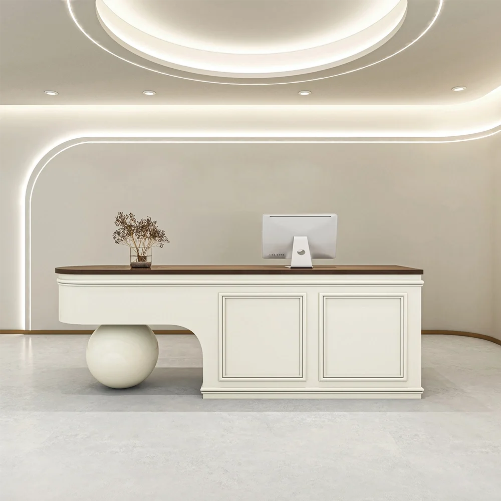 Curved Reception Desk with Sphere Base - Maoters